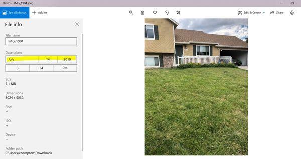 Date stamp shows this was the week before we moved out