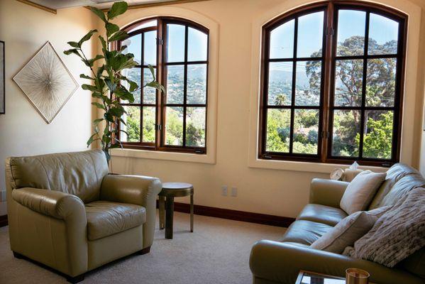 Welcoming therapy room designed for comfort, calm, and connection in the heart of Santa Barbara.