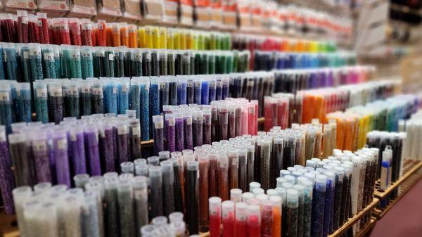 Largest selection of glass seed beads in the Rogue valley. Sizes 15/0, 11/0, 08/0, 6/0