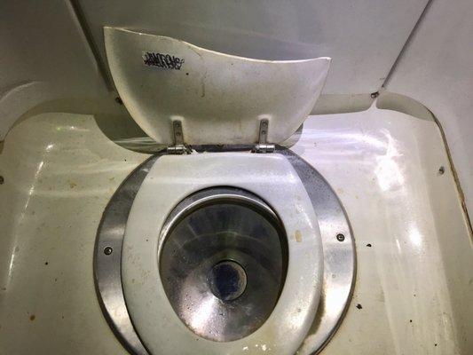 Jagged seat will cut you, or give disease