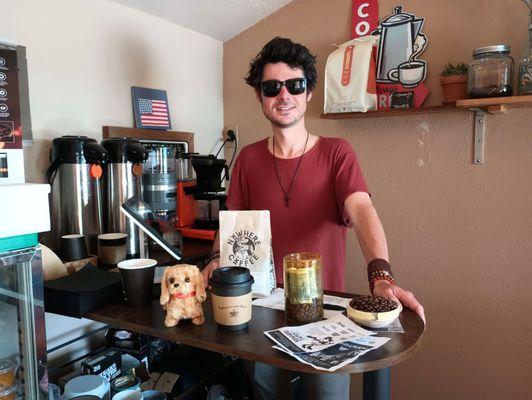 Orderings countertop at Cactus Flower Coffee Club café.