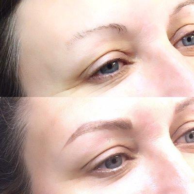 Before and After of Microblading first session. Client still needs her follow up.