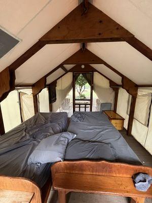 Inside- we pushed the beds together