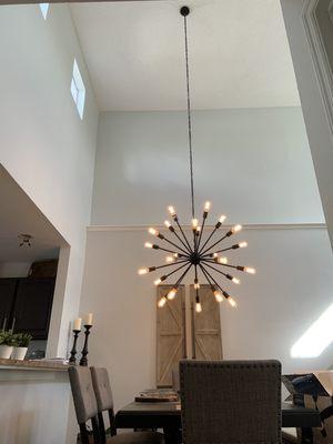 Installed a chandelier at 18' high