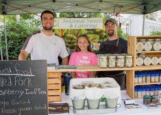 Seasonal Catering in Milford, C brings prepared meals, artisanal iced tea blends, farm-fresh salads and other specialty foods to the market.