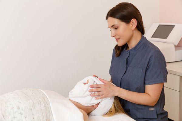 A thorough cleanse is included in all treatments at Enkaya Skin Concierge