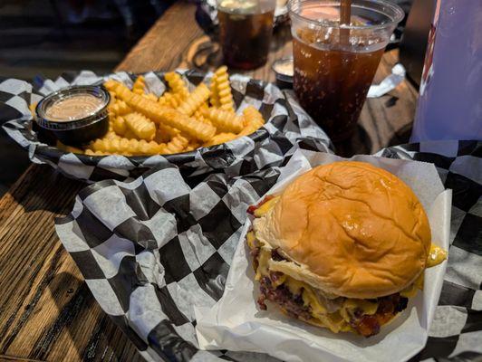 Cowboy burger and fries