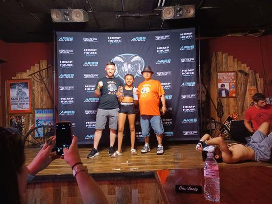 Our granddaughters kickboxing debut. Took fight of the night!