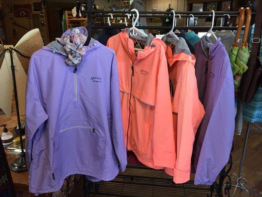 Arcadia rain jackets.