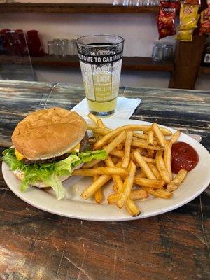 Cheeseburger and fries