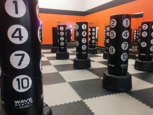 Inside of the room, 3 rows of bags all are always cleaned and ready to be punched!