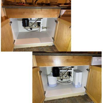 Under-sink water filter installation