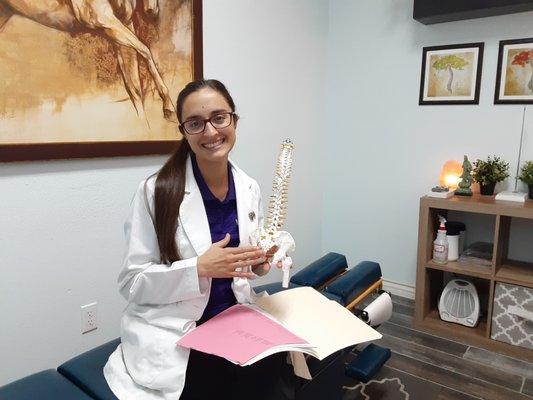 Dr. Marissa Palmer Explaining the Spine.