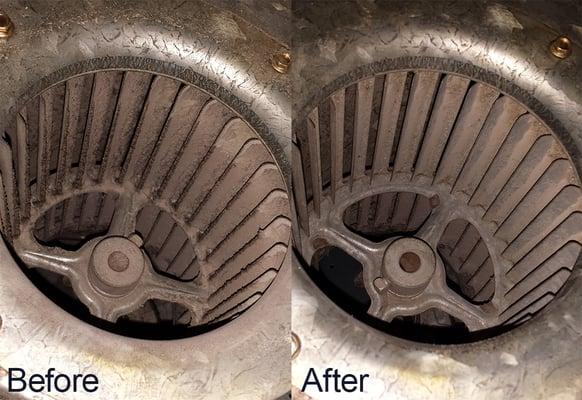 Here is a side by side after a $300 cleaning. Its improved, but I rubbed the blade after ward and it still had dirt on it.