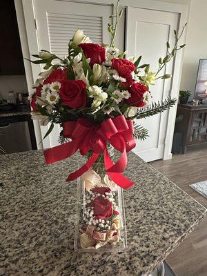 Beautiful holiday bouquet and corsage from the great people at Petal Heaven! Happy Holidays!!