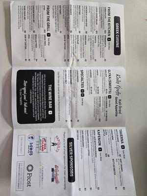 Menu and schedule for funstival