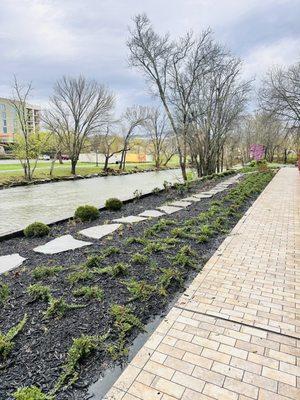 Sidewalk outside back patio