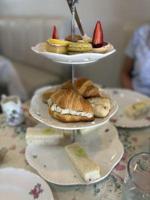 This 3-tiered plate with mediocre tea sandwiches, scones and sweets, a small dessert, and tea was $75.