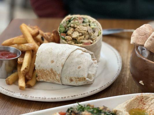 Chicken shawarma: juicy tasty and generous portions.
