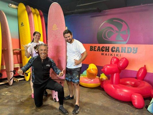 Massimo with two surf students.