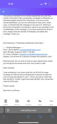 Question to HR head Candace Lewis