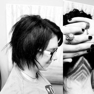 Undercut with designs and womens textures haircut