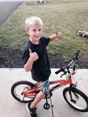 Happy little boy since Hokie Spokes fixed his bike!