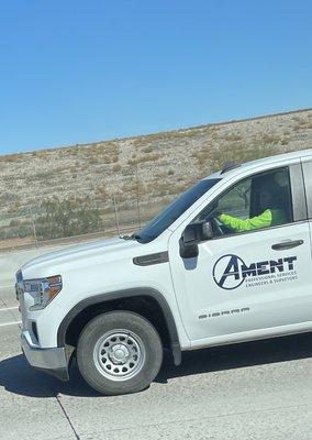 This man driving an Ament truck almost drove us of the road!! Reckless and dangerous !!!