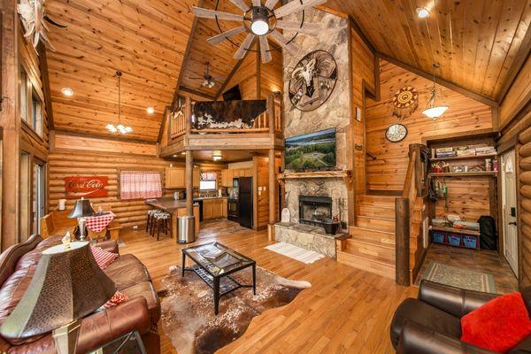 Open concept kitchen/living area.
