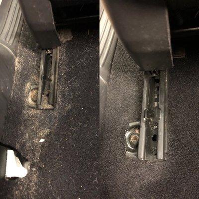 Back seat and pillar post, dog hair galore