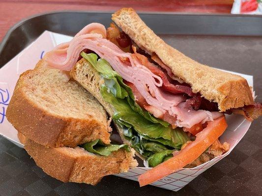 Turkey BLT on whole wheat bread. Normally on the menu as a wrap.
