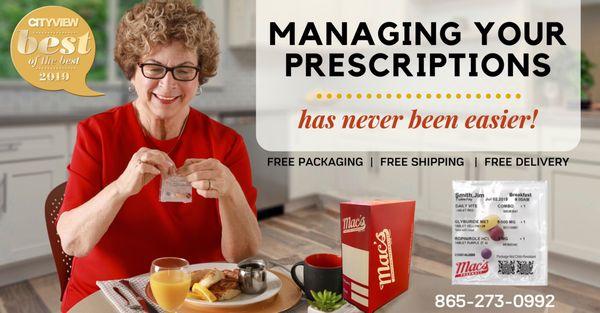 MacPacks is now offered at City Drugs. Medication packaged just for you at the times you need to take them.