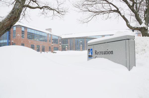 Outside of Rec Center in winter!