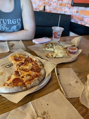 Pepperoni pizza and cheese sticks