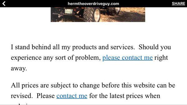 Statement on website of Herm the overdrive guy.