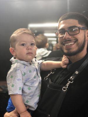 Joevany and his new client.