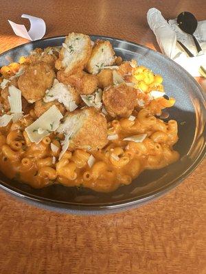 Korean Mac & Cheese Chicken perfectly cooked! Seasoned to perfection.