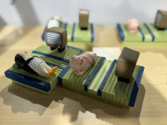 Lazy animals watching tv