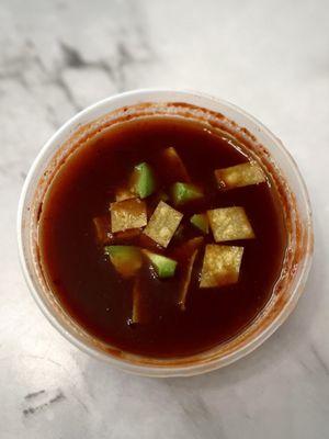 Sacramento Vegan Chef Challenge tortilla soup that comes with the Deep Fried Cauliflower Tacos (instagram: jax.vegan.eats)