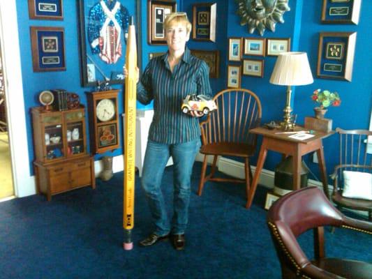 Lynne is just taller than a pencil!