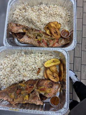 Dried Rice and Fried fish! Option of Red Snapper, Croaker or Tilapia
