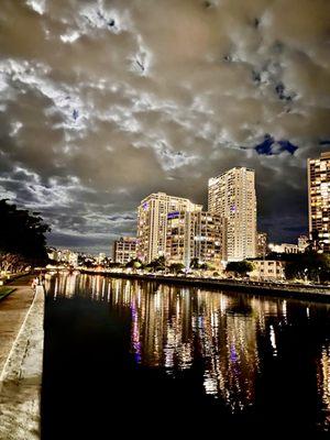 Full moon lights up the clouds