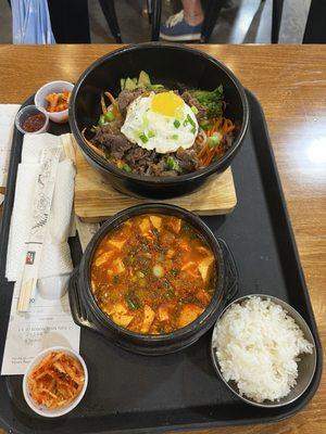 #7 sogogi soon tofu soup and #18 dolsot bibimbap