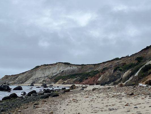 Can walk along beach during low tide pretty far