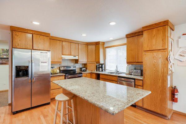 Large kitchen where we cook each meal daily.