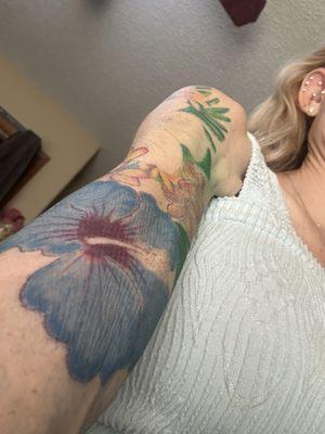 this is a random blue supposed. when are blue colors. look at this. i need the top hibiscus finished.