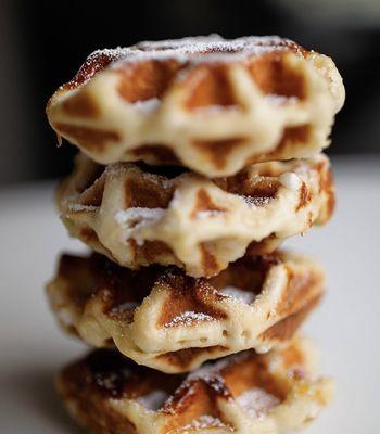 Stacks of liege waffles.