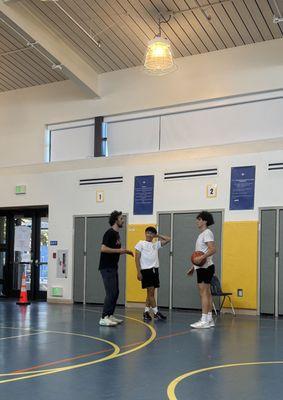 Instruction to a group of high school players