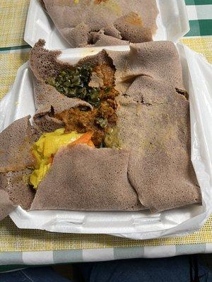 Delicious Veggie Combo. Includes, collard greens, cabbage, red lentils, split peas, beets, green beans