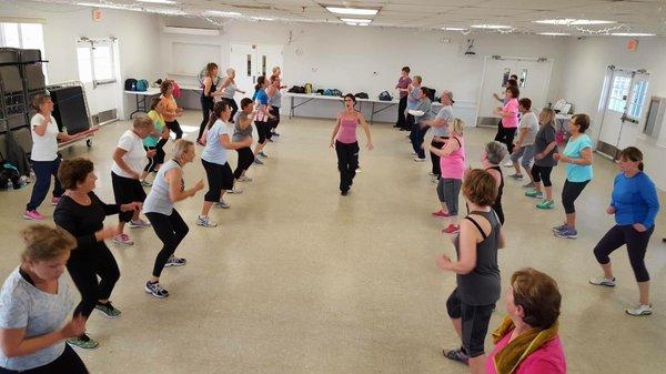 Virginia leading a Zumba Gold class.